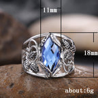 Women's Alloy Ring with Blue Crystal in Horse Eye Shape