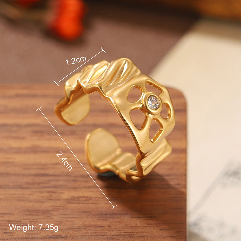High quality natural stone geometric ring, versatile, retro, light-resistant