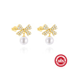 Classic S925 sterling silver stud earrings, eight-pointed star and five-petal design