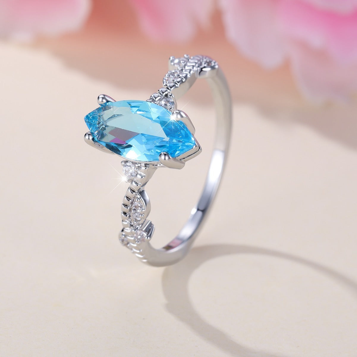 Women's Trendy Navy Blue Ring – Shiny Stone