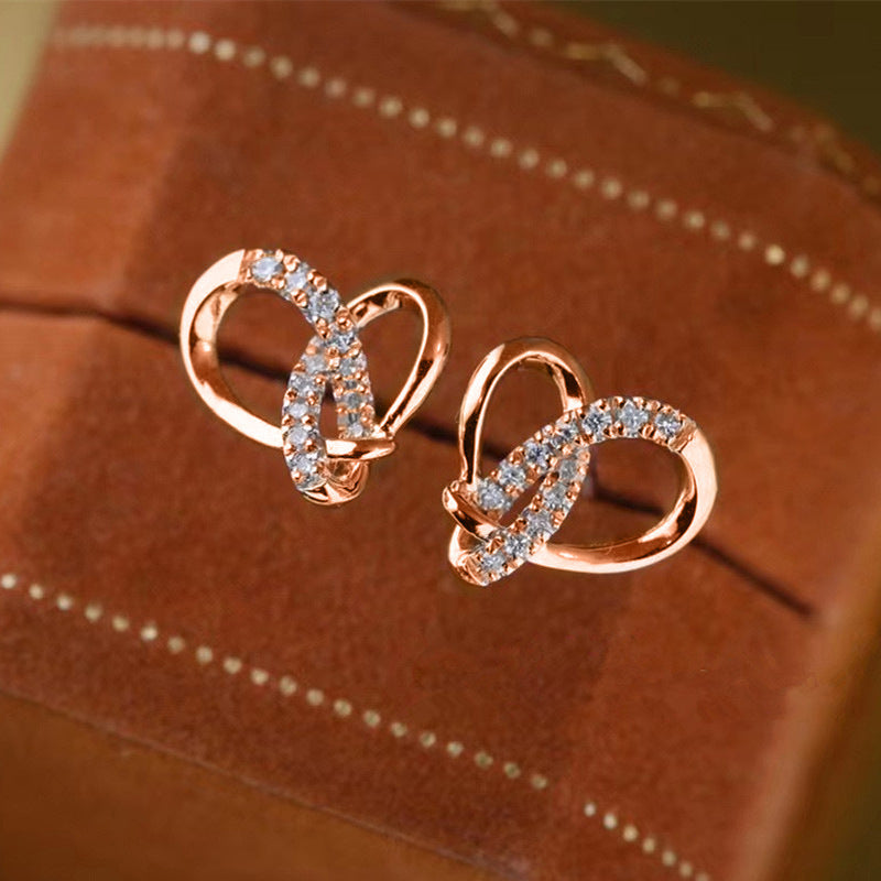 Boucles d’oreilles romantiques en forme de cœur aux lignes triangulaires enroulée - NovaShop NovaShop Rose Gold Bigbuy
