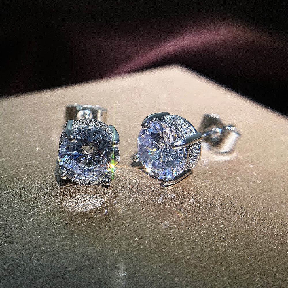 Boucles d’oreilles puces rondes en zircon pour femme, élégantes et raffinées - NovaShop NovaShop White Bigbuy