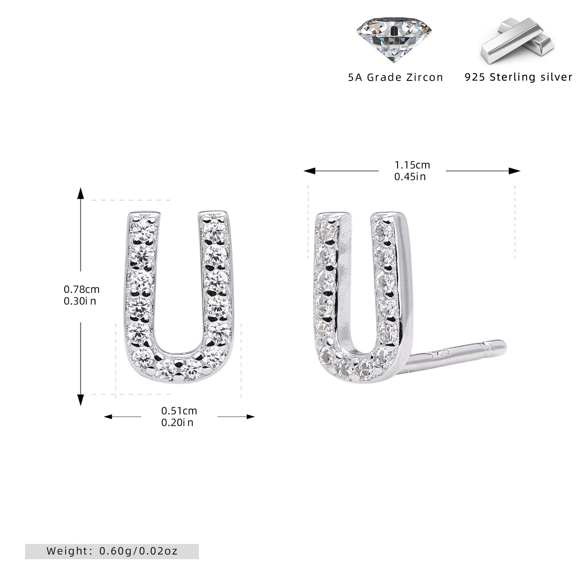 Elegant stud earrings for women with letters