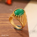 High quality natural stone geometric ring, versatile, retro, light-resistant