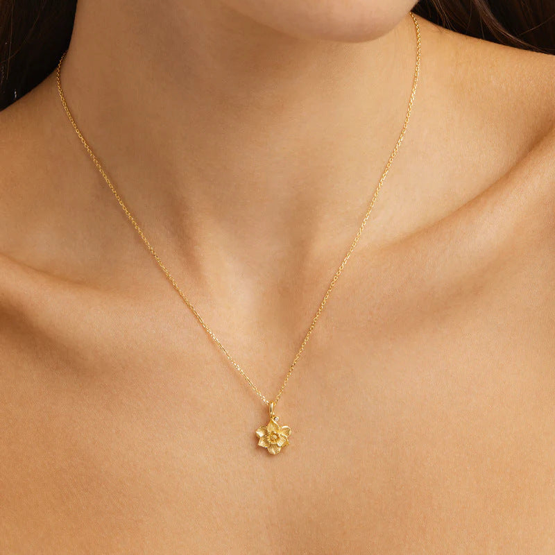 Creative stainless steel pendant necklace for women, December flower pattern, ideal for all occasions