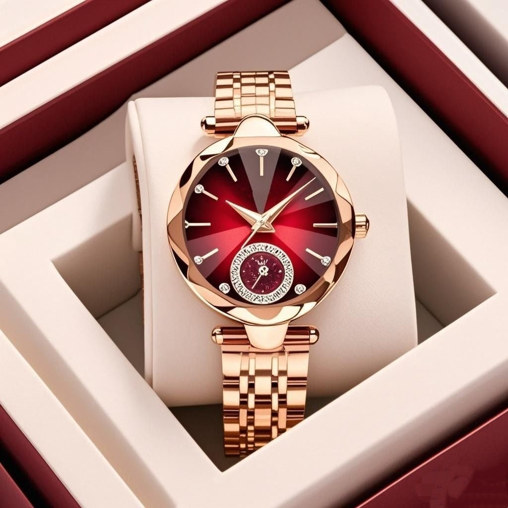 Simple and casual women's quartz watch with diamonds