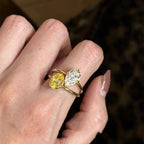 Lightweight open copper ring with contrasting teardrop zirconia