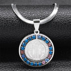 Collier Pendentif Médaille Saint Benoît en Acier Inoxydable - NovaShop NovaShop Silver / 50cm Bigbuy