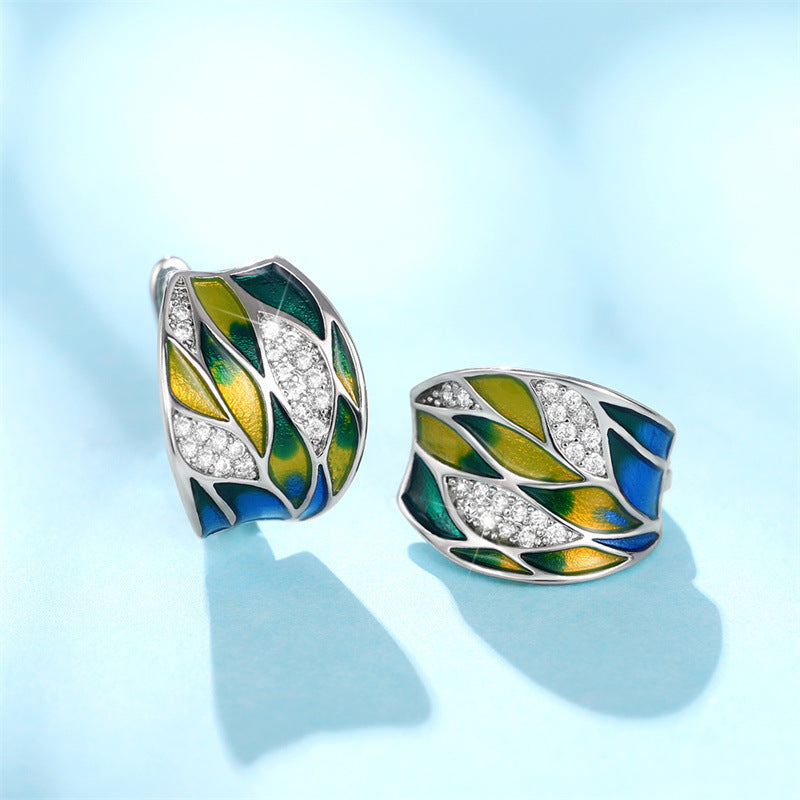 Elegant Mori Green Pastoral Style Clip-on Earrings