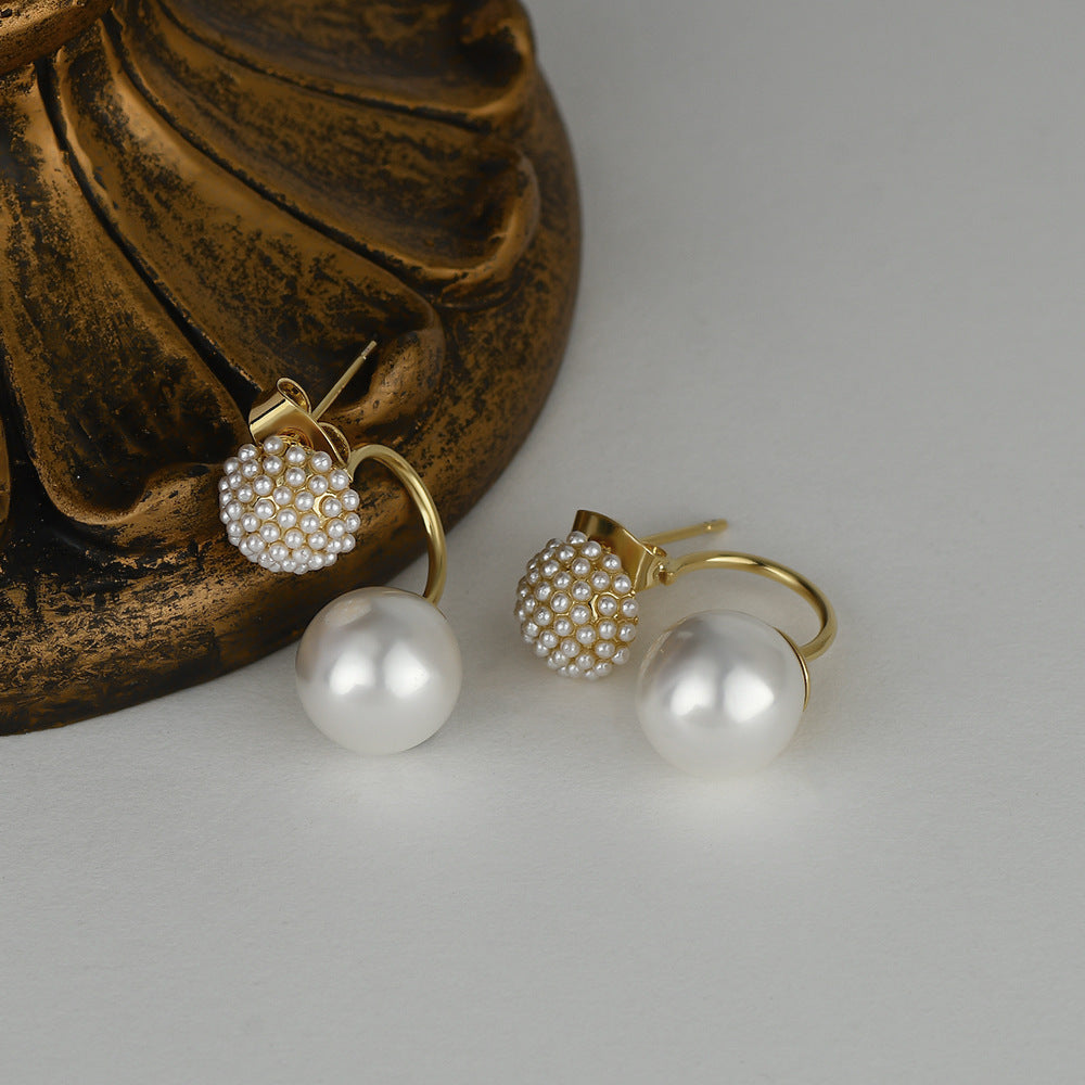 Boucles d’oreilles pendantes boule florale avec perle, élégantes - NovaShop NovaShop Gold Bigbuy