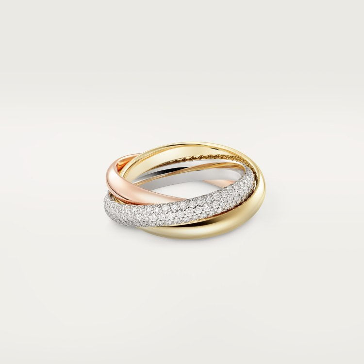 Three couple rings entirely set with diamonds
