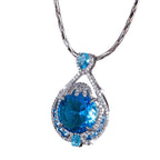 Collier pour femme simple et élégant avec pendentif à grands cristaux bleus - NovaShop NovaShop Blue Bigbuy