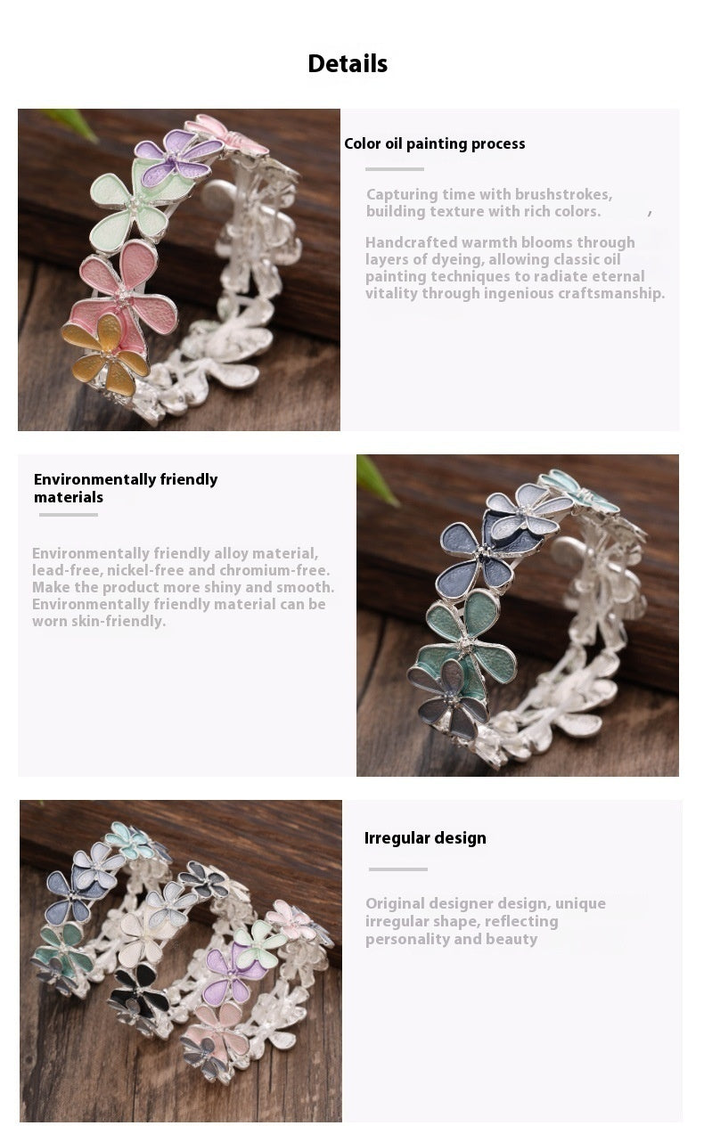High-end Alloy Flower Elastic Bracelet for Women