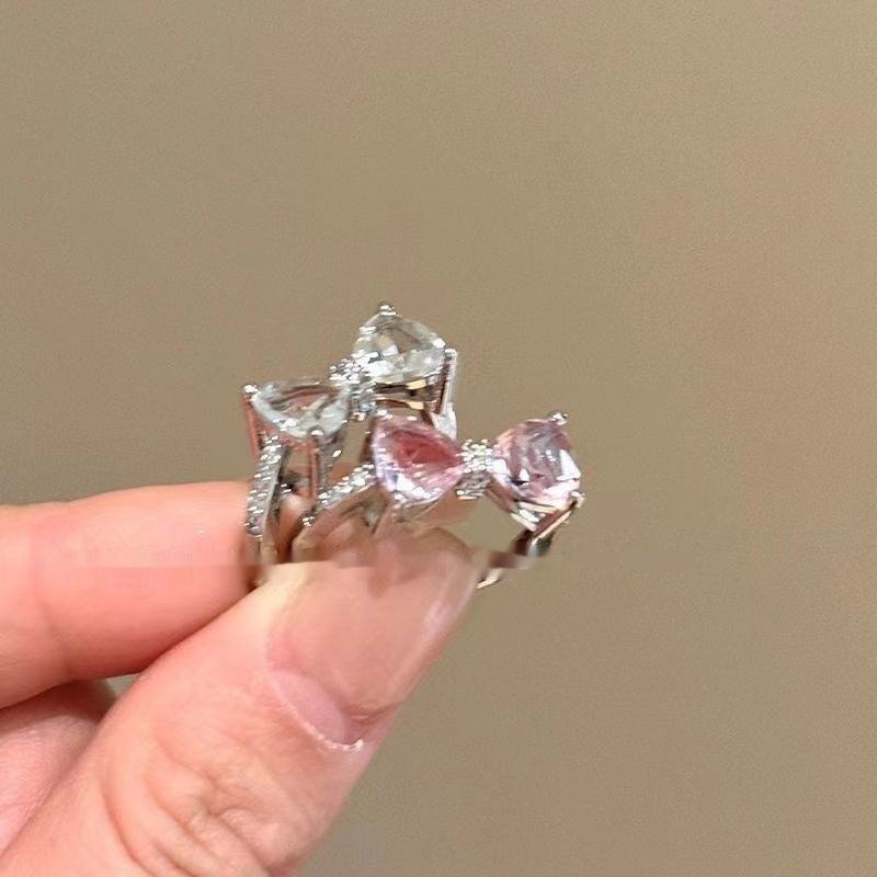 Women's Diamond Open Ring, High-End Niche, Adjustable