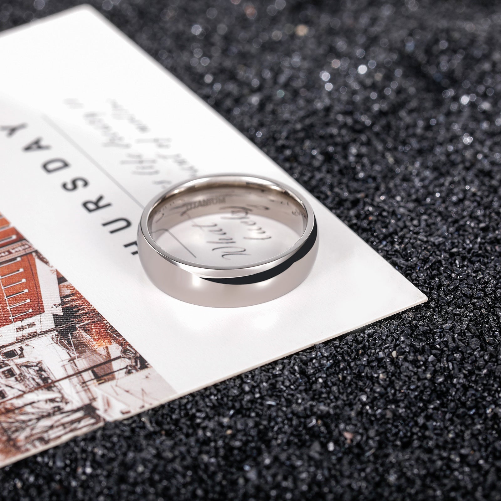 Trendy unisex ring in pure silver titanium