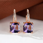 Korean style zircon inlaid square hook earrings