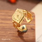 High quality natural stone geometric ring, versatile, retro, light-resistant