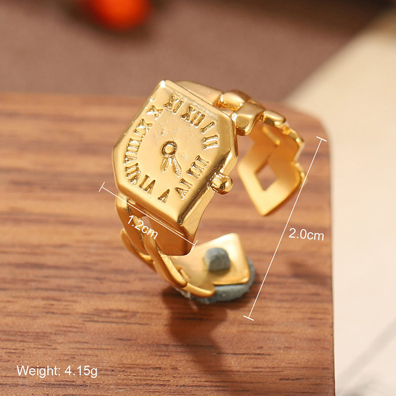 High quality natural stone geometric ring, versatile, retro, light-resistant