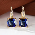 Korean style zircon inlaid square hook earrings