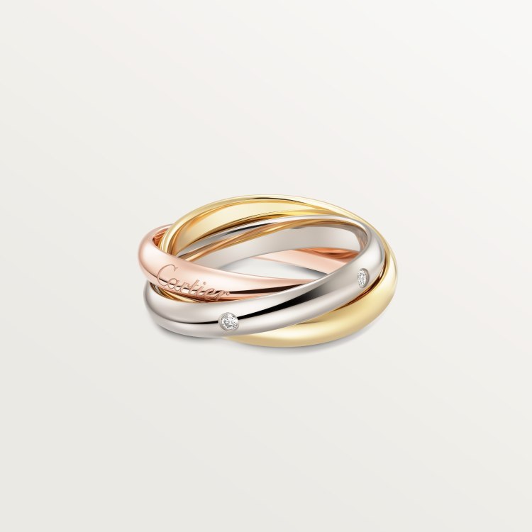 Three couple rings entirely set with diamonds