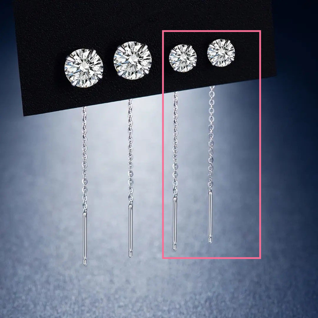 Boucles d’Oreilles Pendantes Femme à Aiguille en Argent Sterling - NovaShop NovaShop Zircon EAR Thread 5mm Bigbuy