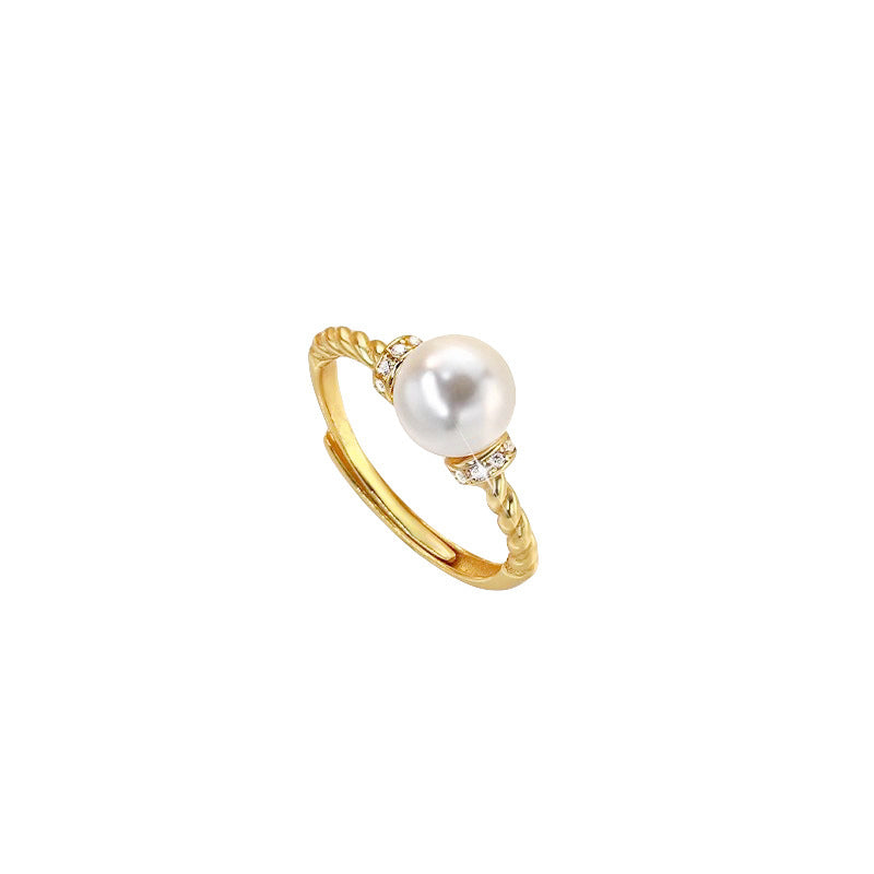 High Sense Antique Twisted Pearl Ring