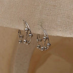 Boucles d’oreilles créoles en perles métalliques, style féminine - NovaShop NovaShop Silver Bigbuy
