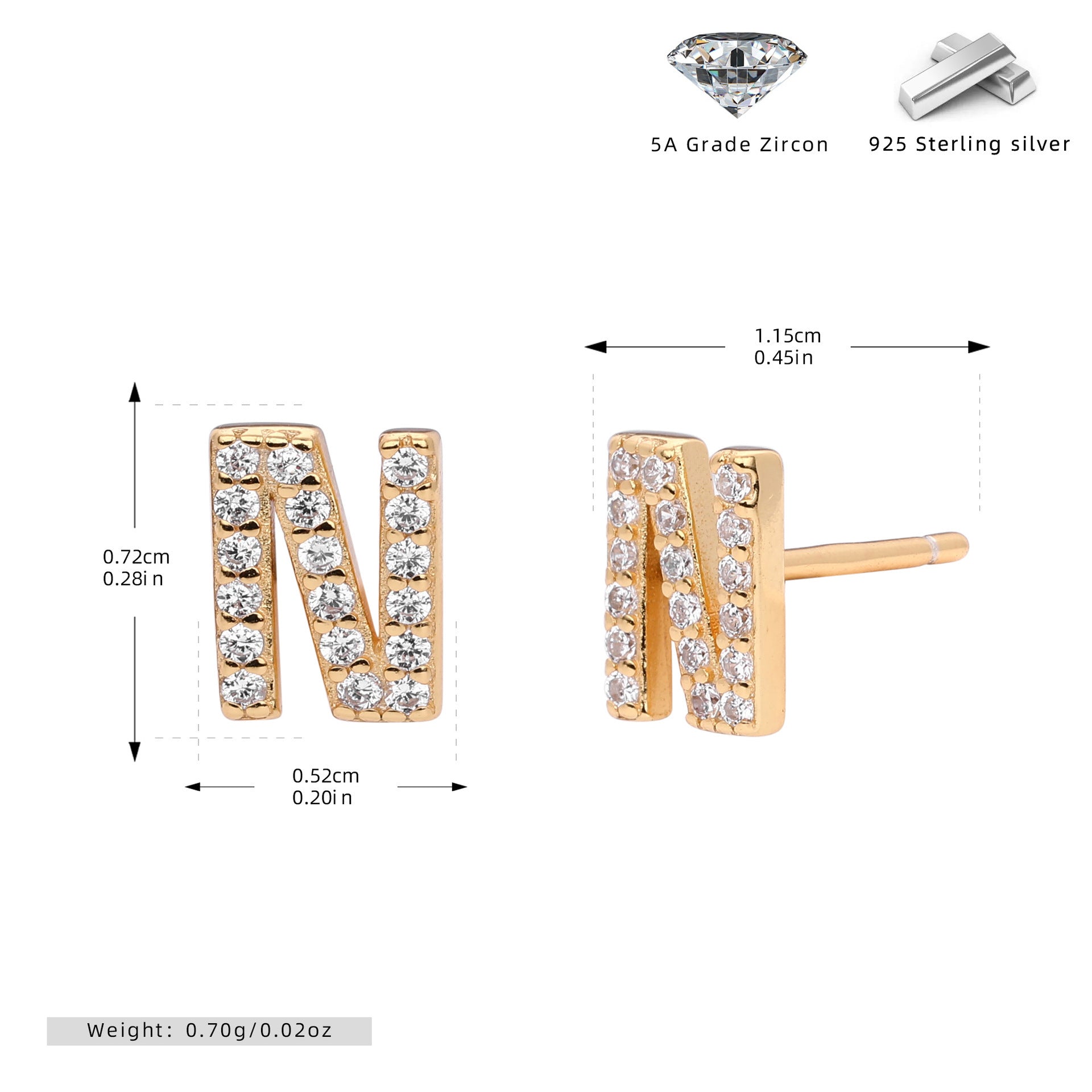 Elegant stud earrings for women with letters