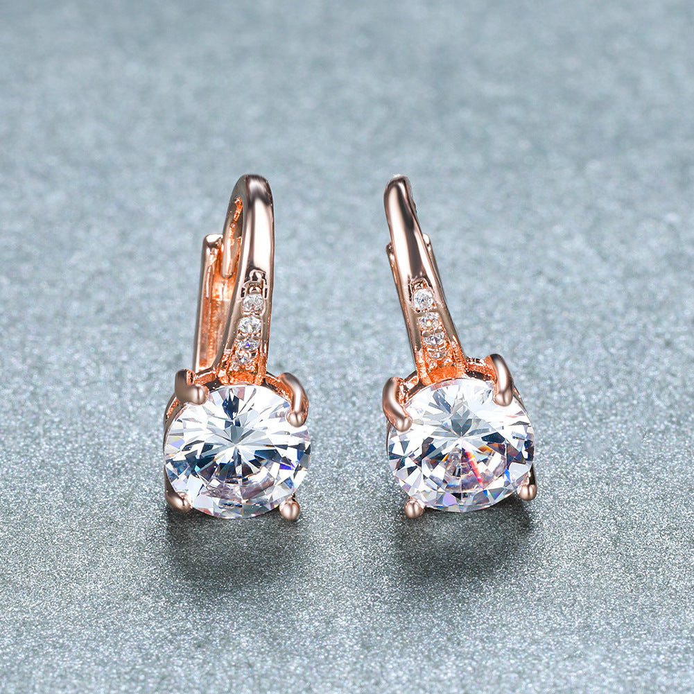 Boucles d’oreilles mode simples et élégantes, déclinées en plusieurs couleurs - NovaShop NovaShop Rose Gold White Diamond Bigbuy