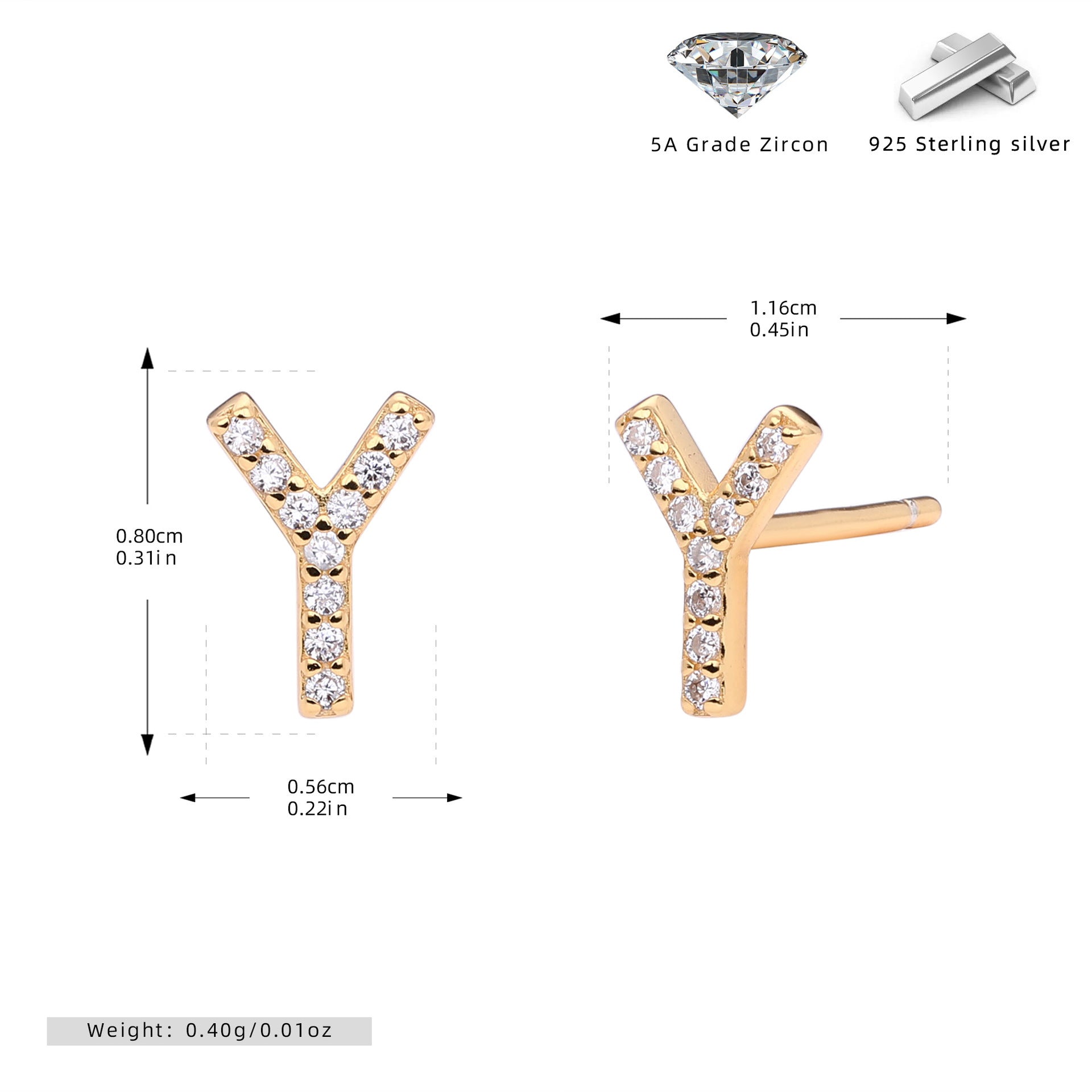 Elegant stud earrings for women with letters