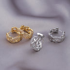 Micro-zircon, woven, twisted, gold-plated, lightweight, luxurious and high-end stud earrings
