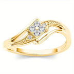 Women's Copper Ring with Inlaid Zircon and Geometric Design