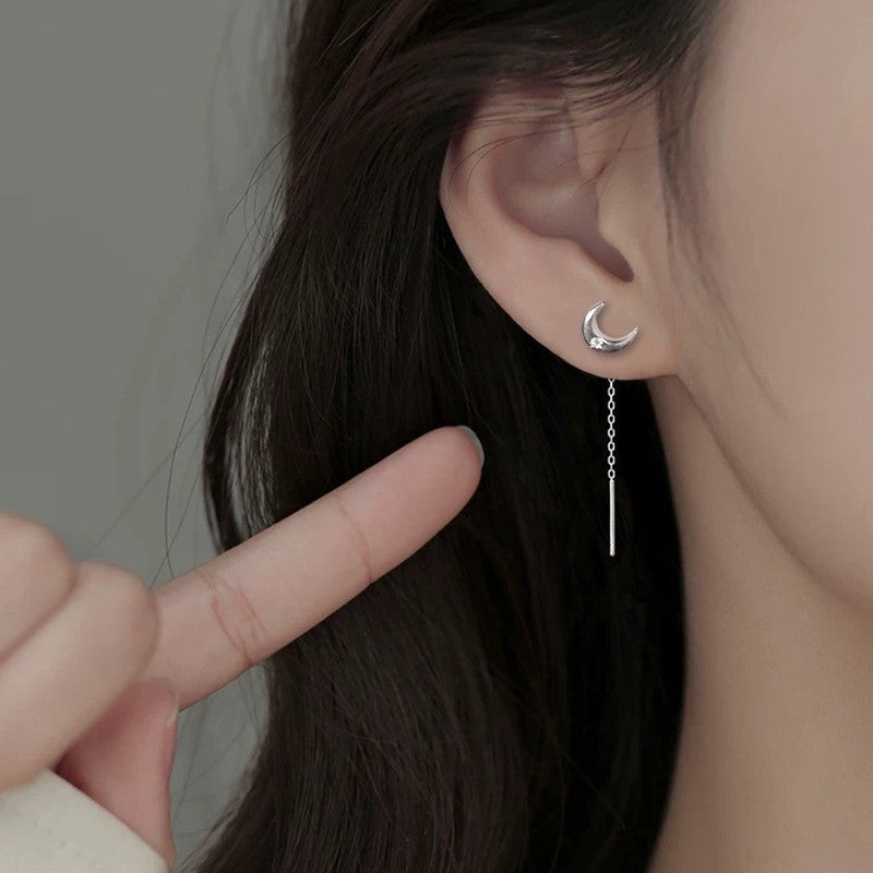 Boucles d’Oreilles Pendantes Femme à Aiguille en Argent Sterling - NovaShop NovaShop Moon Hanging Earrings Bigbuy