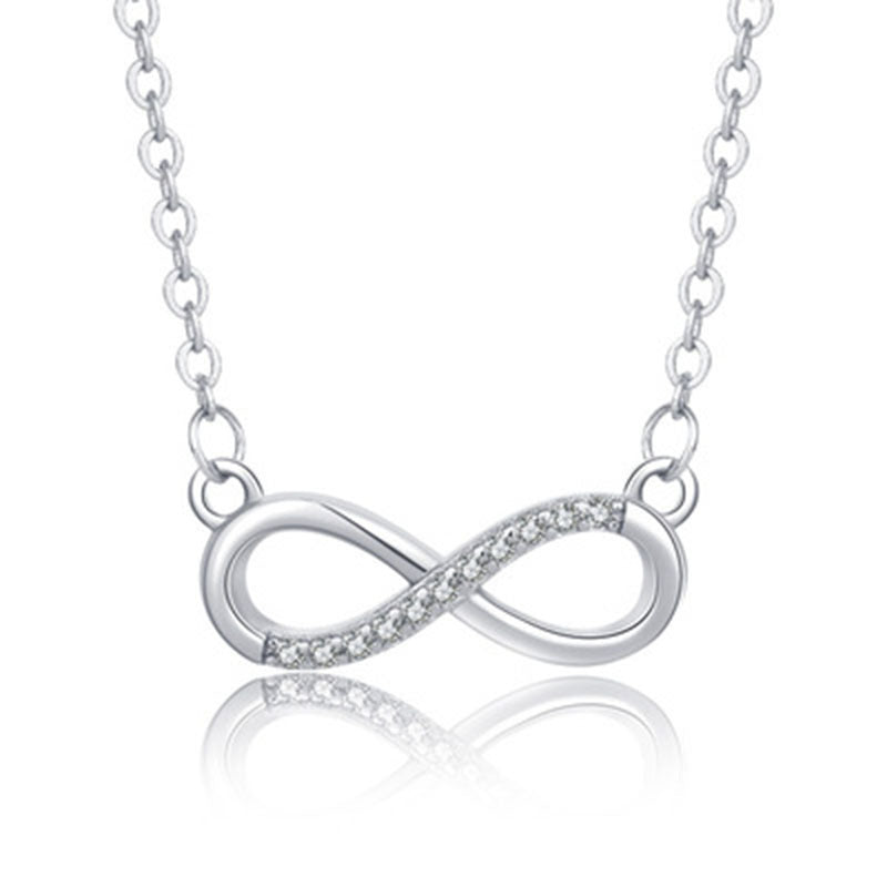 Japanese and Korean Sweet Art Style Micro Rhinestone Figure 8 Shape Clavicle Necklace
