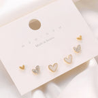 Ensemble de trois paires de boucles d’oreilles girly, thème amour - NovaShop NovaShop Gold Bigbuy