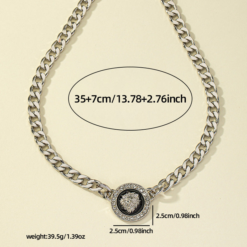 High-End Lion Head Necklace with Diamonds