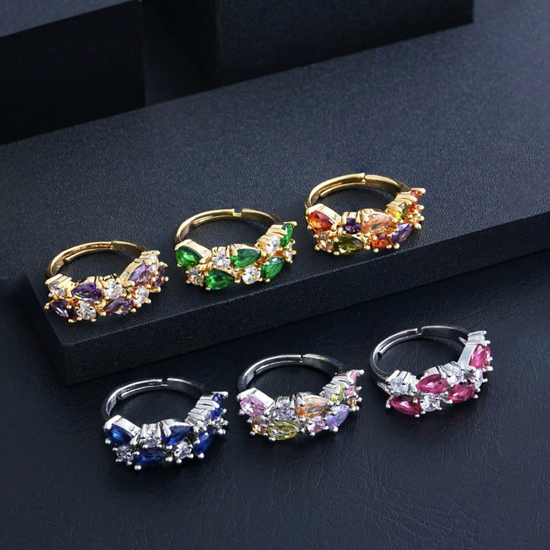 Elegant boho chic zircon ring for women, street jewelry