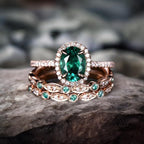 Fashionable three-in-one emerald laminated ring