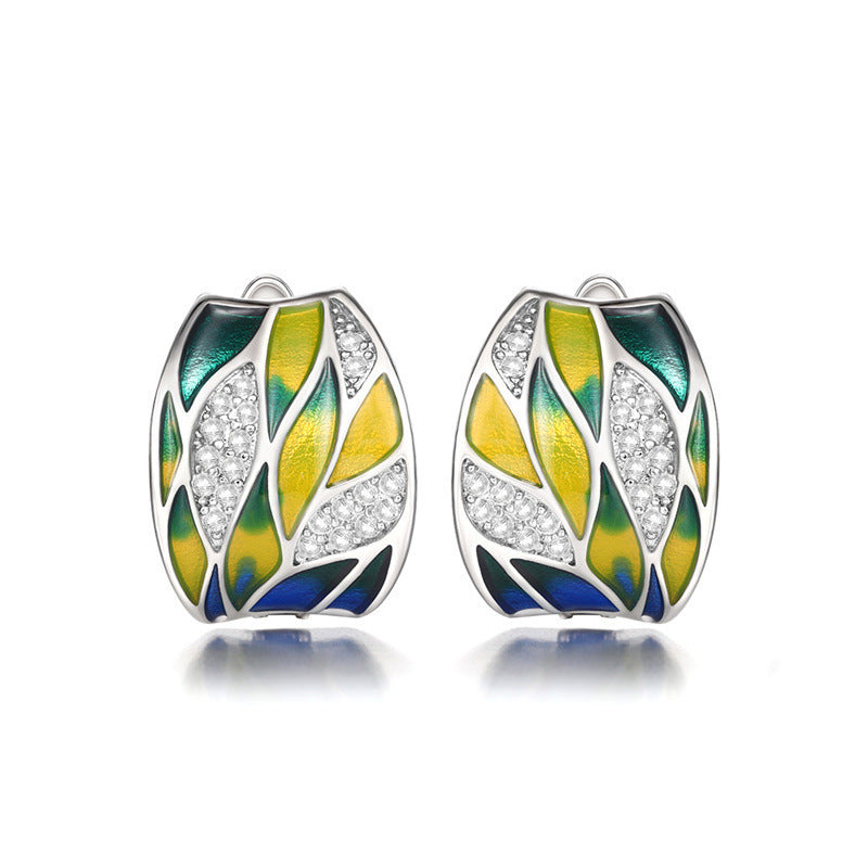Elegant Mori Green Pastoral Style Clip-on Earrings