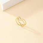 Simple retro openwork heart-shaped ring for women