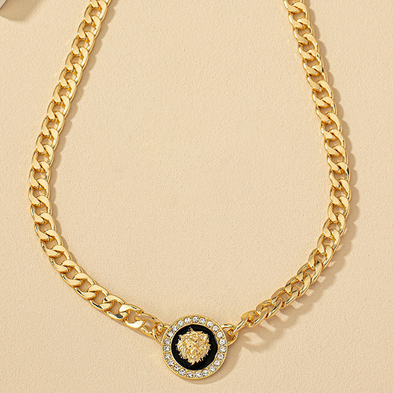 High-End Lion Head Necklace with Diamonds