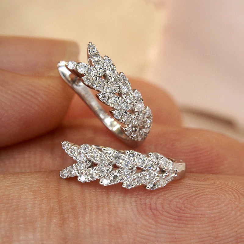 Boucles d’oreilles élégantes en forme de feuille de blé avec zircons - NovaShop NovaShop White Gold Color Bigbuy