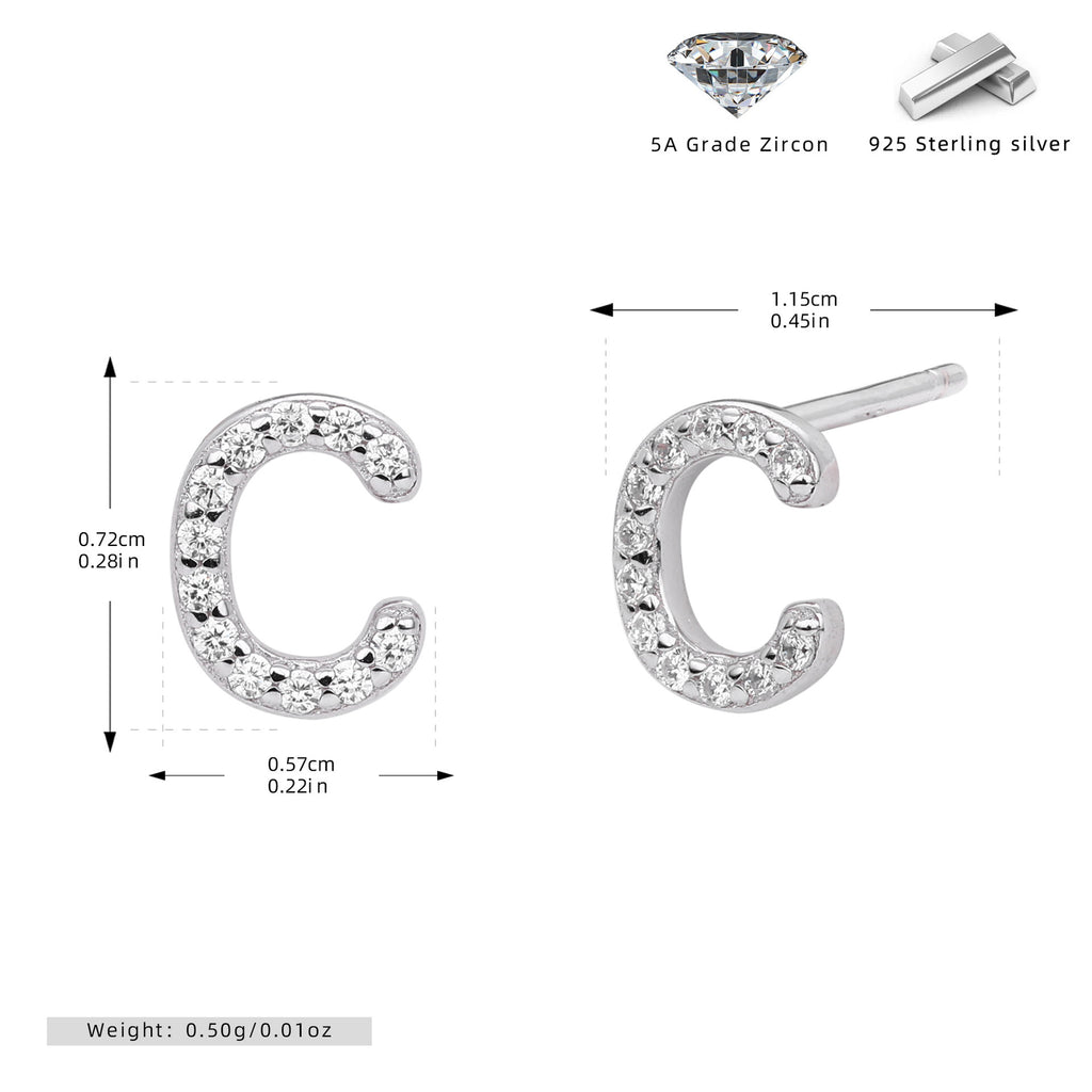 Boucles d’oreilles puces élégantes pour femmes avec lettres - NovaShop NovaShop Platinum C / 925 Silver Bigbuy