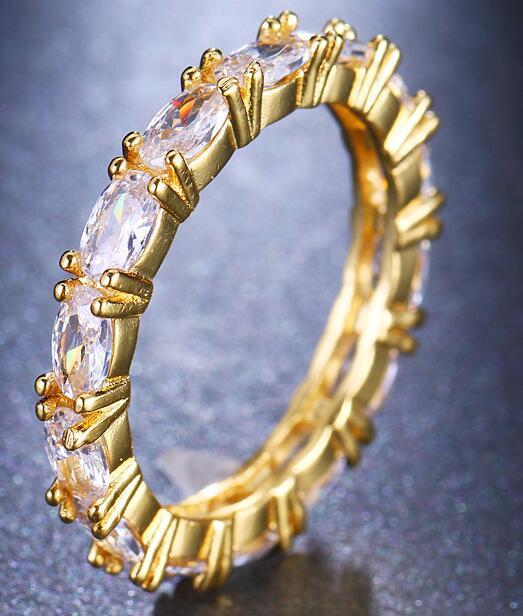 Gold Plated Women's Ring with Zircon - Elegant and Modern Square T Design