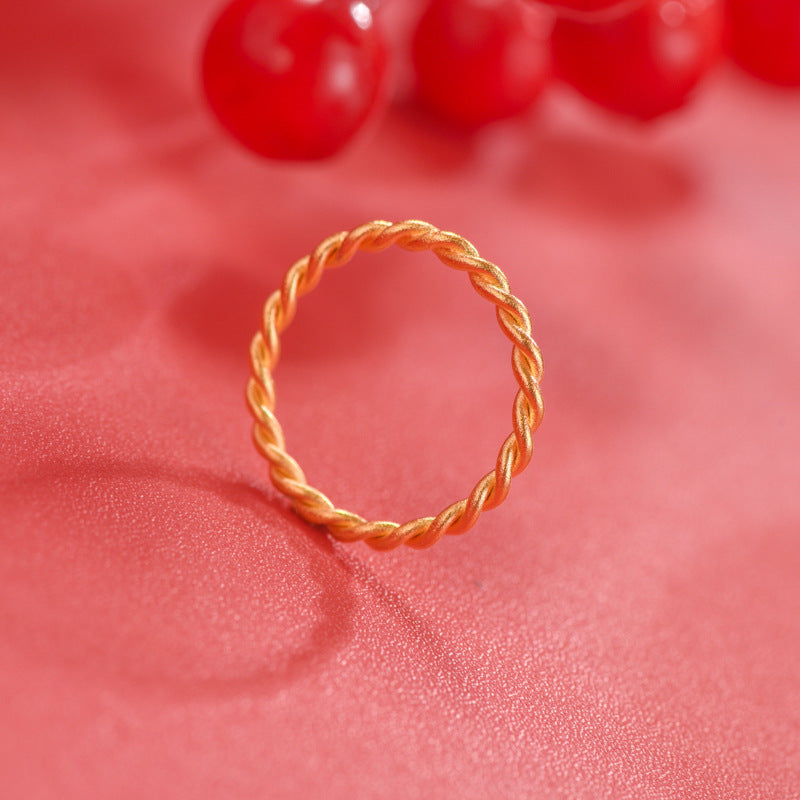 Simple Bracelet and Ring for Women in Gold Brass, Trendy Style