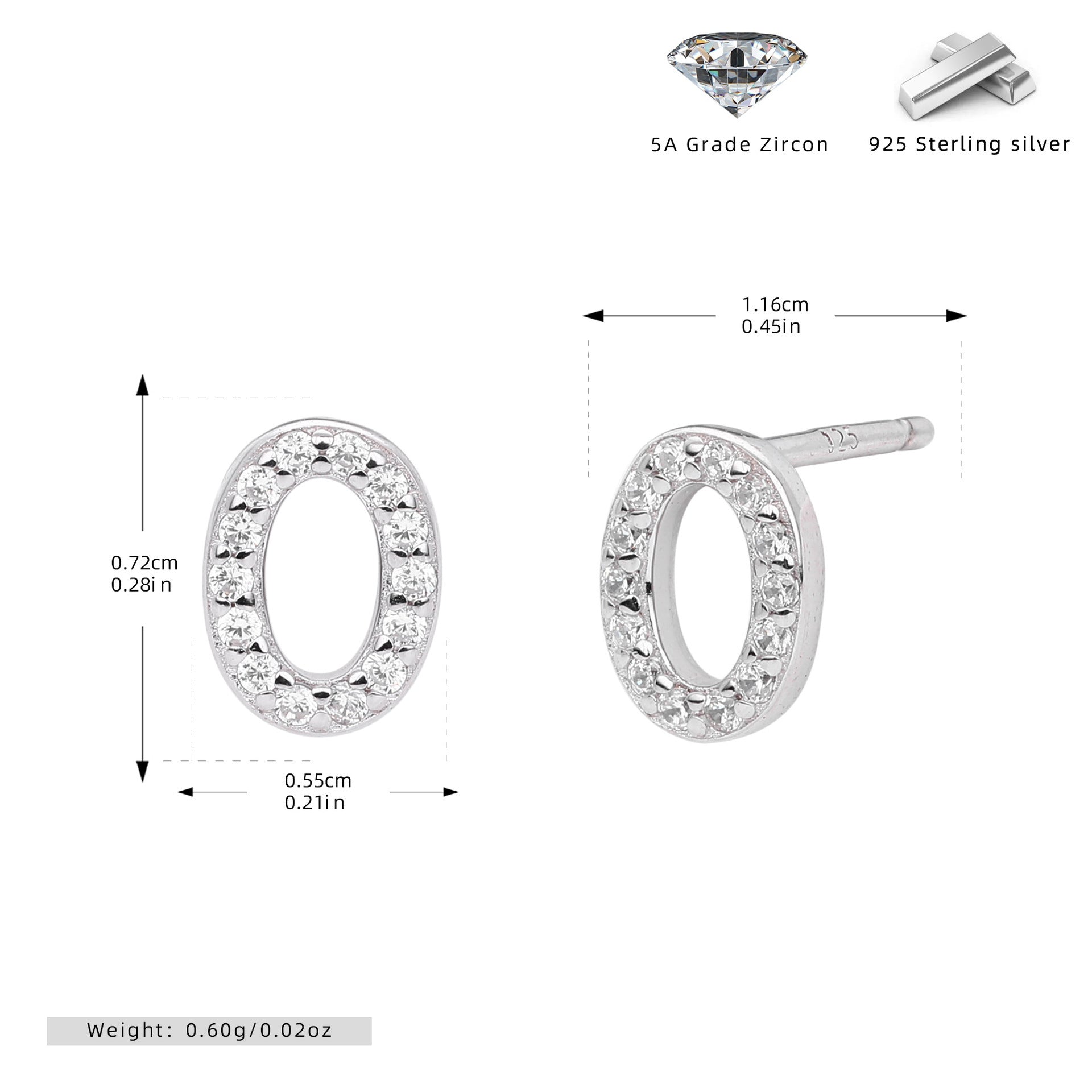 Elegant stud earrings for women with letters