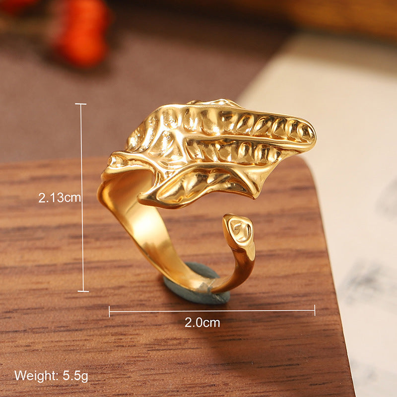 High quality natural stone geometric ring, versatile, retro, light-resistant
