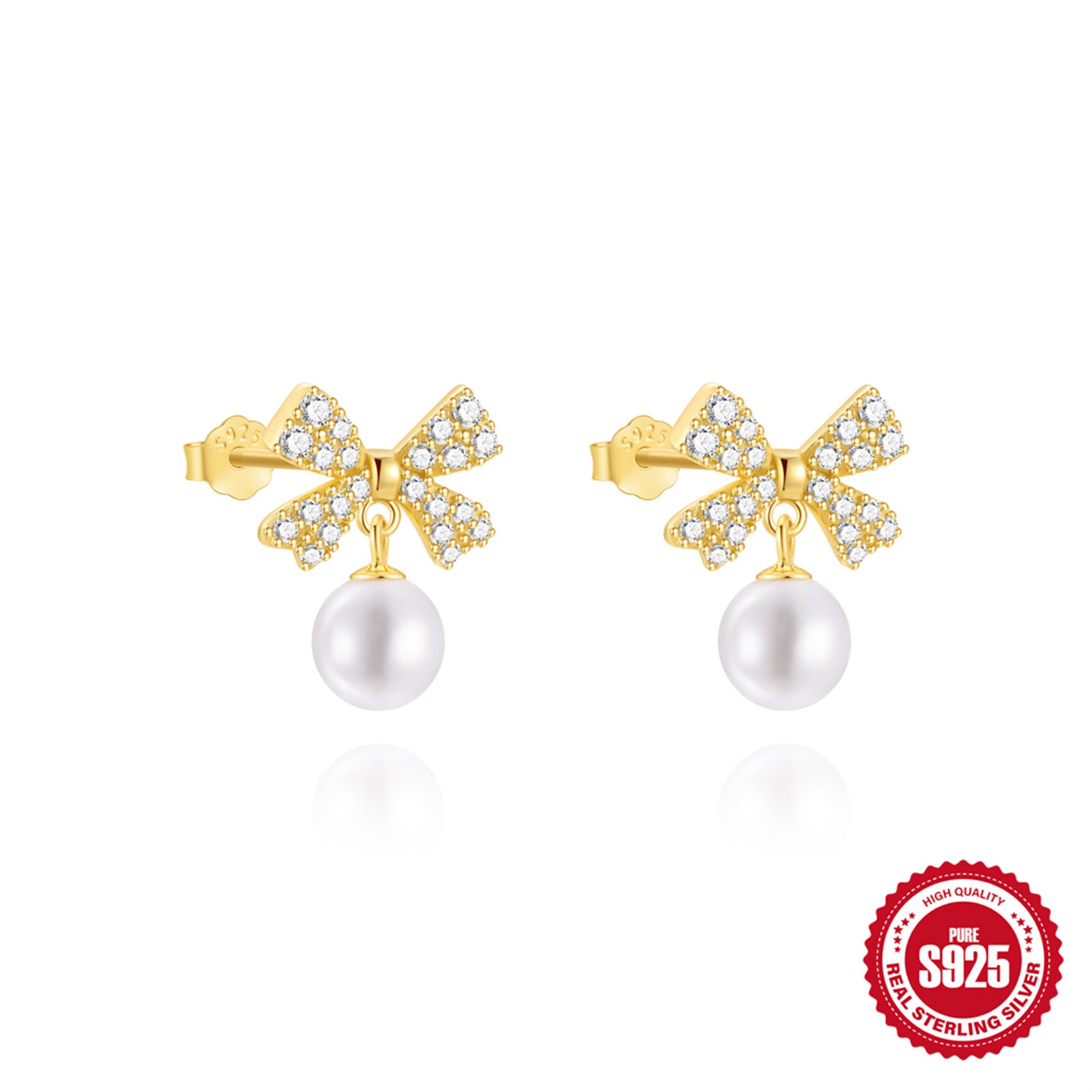 Classic S925 sterling silver stud earrings, eight-pointed star and five-petal design