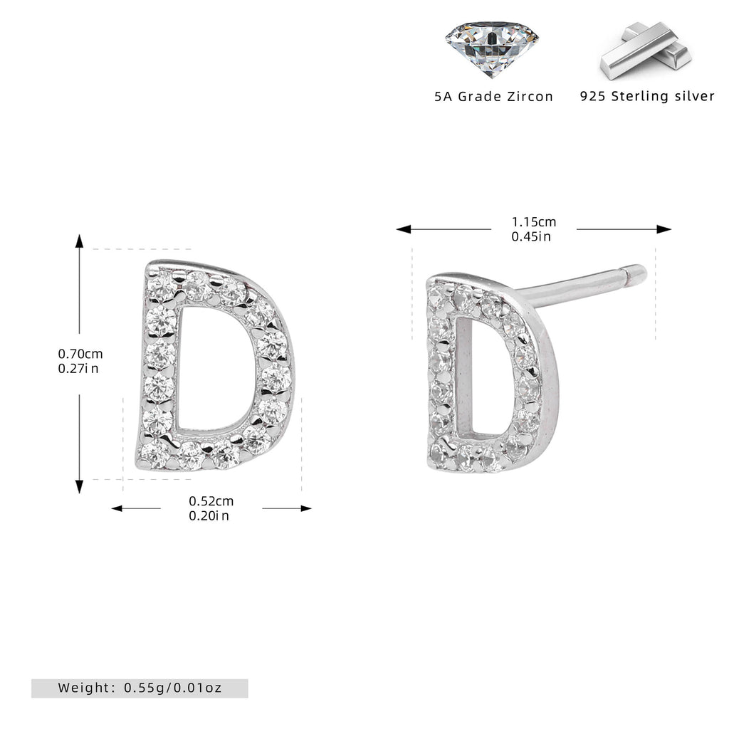 Boucles d’oreilles puces élégantes pour femmes avec lettres - NovaShop NovaShop Platinum D / 925 Silver Bigbuy