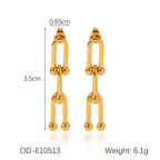 Set including necklace, horseshoe chain bracelet and earrings is made of high quality stainless steel